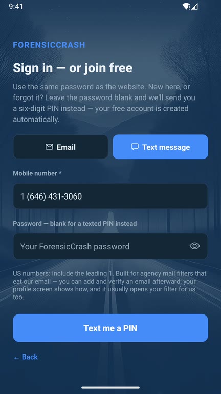 Sign in by text message
