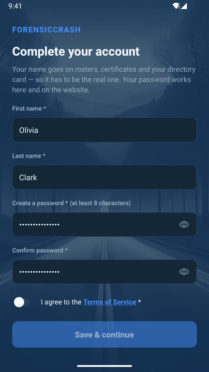 Complete your account